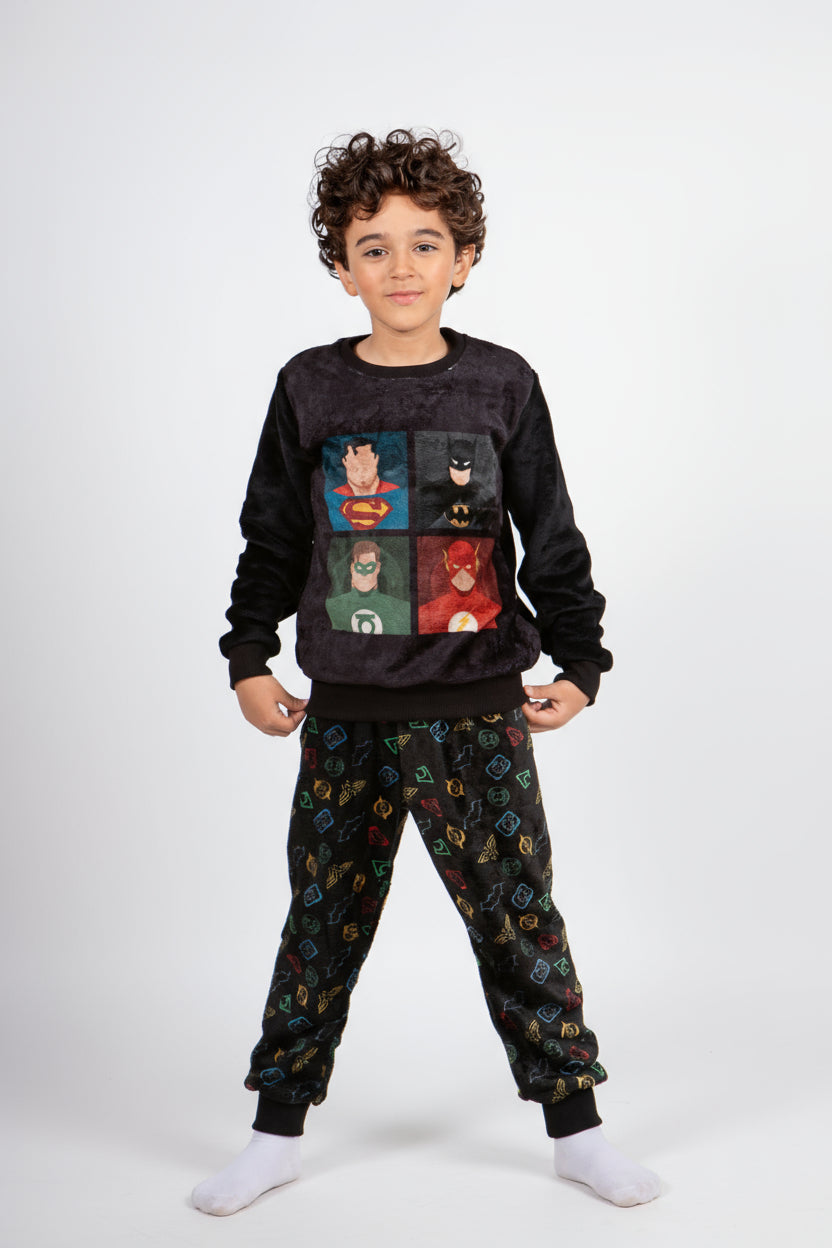 Boys' - Printed Polar - Black Superheroes - 10834
