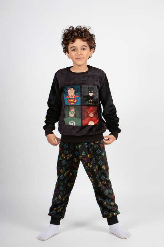 Boys' - Printed Polar - Black Superheroes - 10834