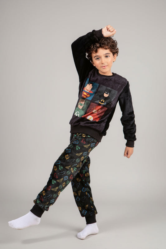Boys' - Printed Polar - Black Superheroes - 10834