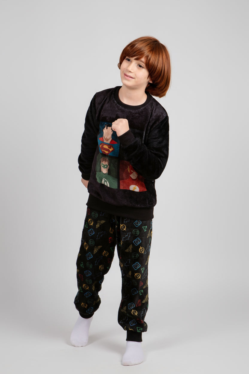 Boys' - Printed Polar - Black Superheroes - 10834