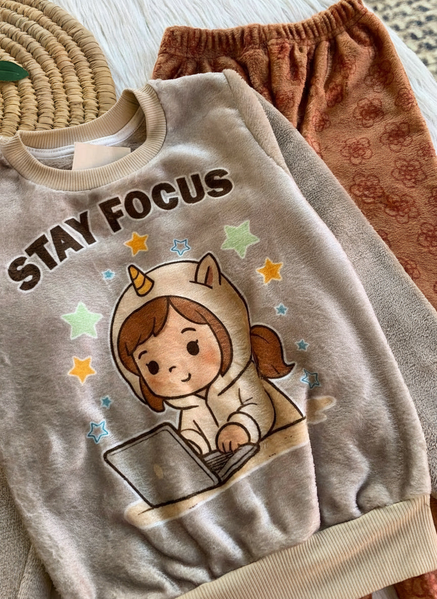 Girls' - Printed Polar - Beige Stay Focus Unicorn Laptop - 10834