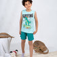 Boys’ Summer Pajama – Sleeveless – Crocodile Surfing – 10857