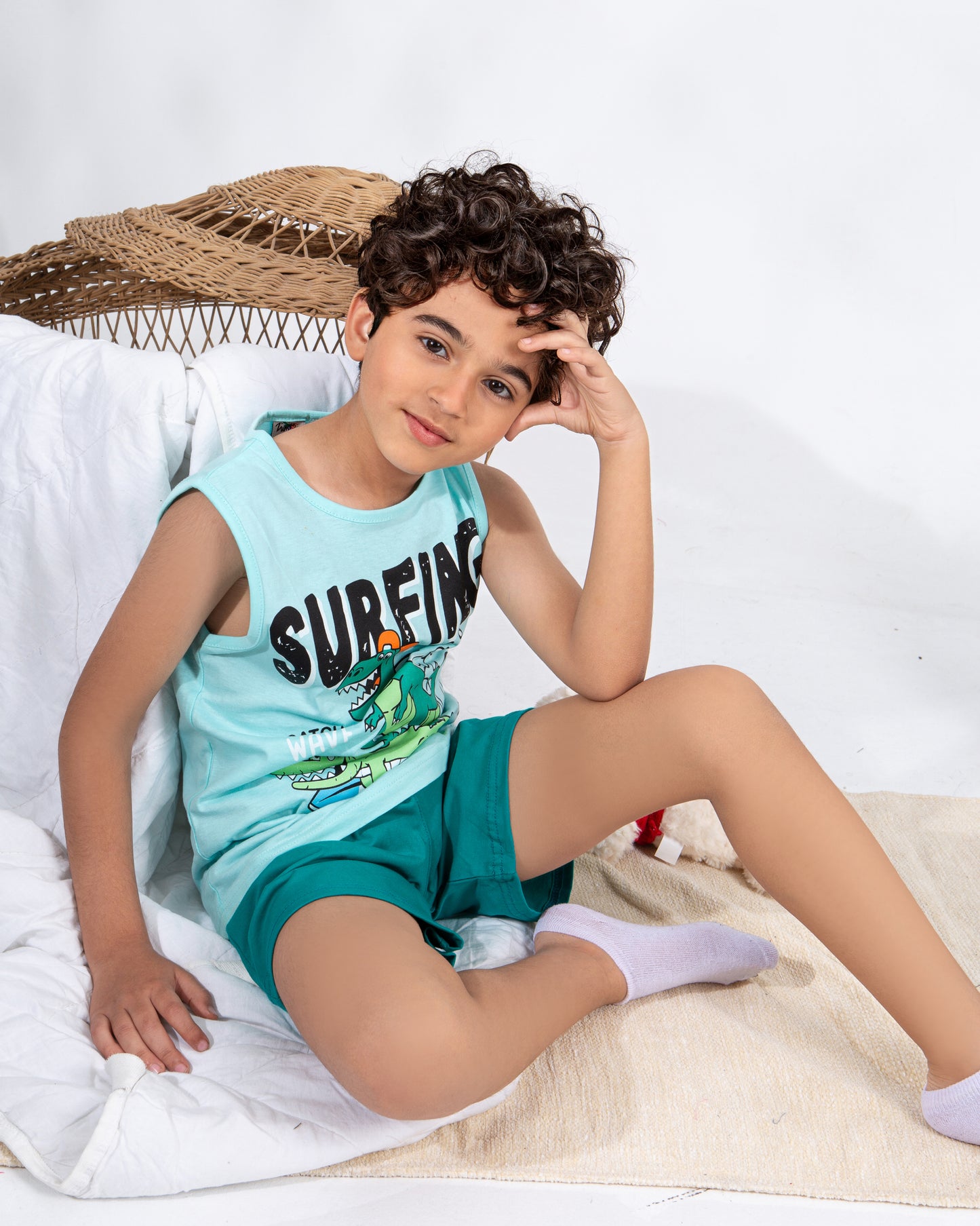 Boys’ Summer Pajama – Sleeveless – Crocodile Surfing – 10857