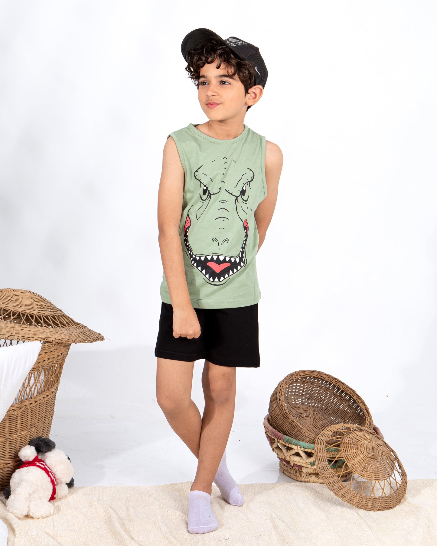 Boys’ Summer Pajama – Sleeveless – Dino – 10857