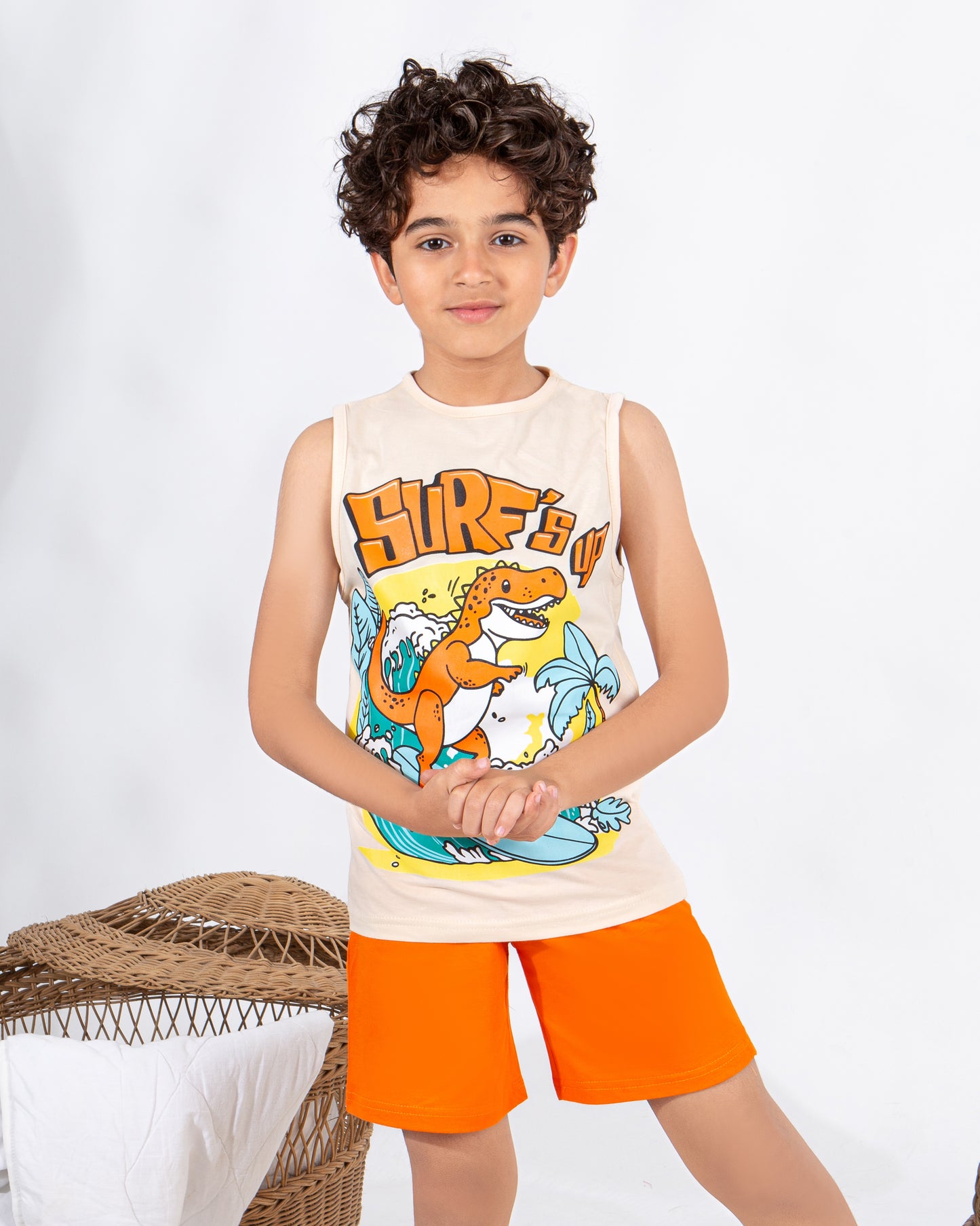 Boys’ Summer Pajama – Sleeveless – Dino Surfing – 10857