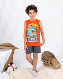 Boys’ Summer Pajama – Sleeveless – Orange – 10857