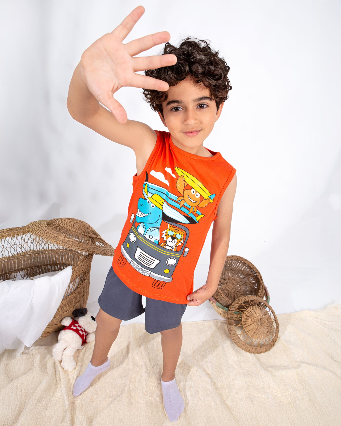 Boys’ Summer Pajama – Sleeveless – Orange – 10857