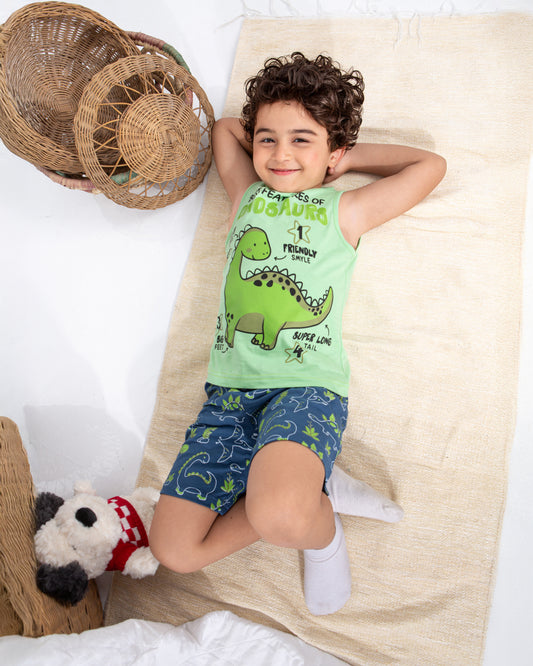 Boys’ Summer Pajama – Sleeveless – Dino – 10856