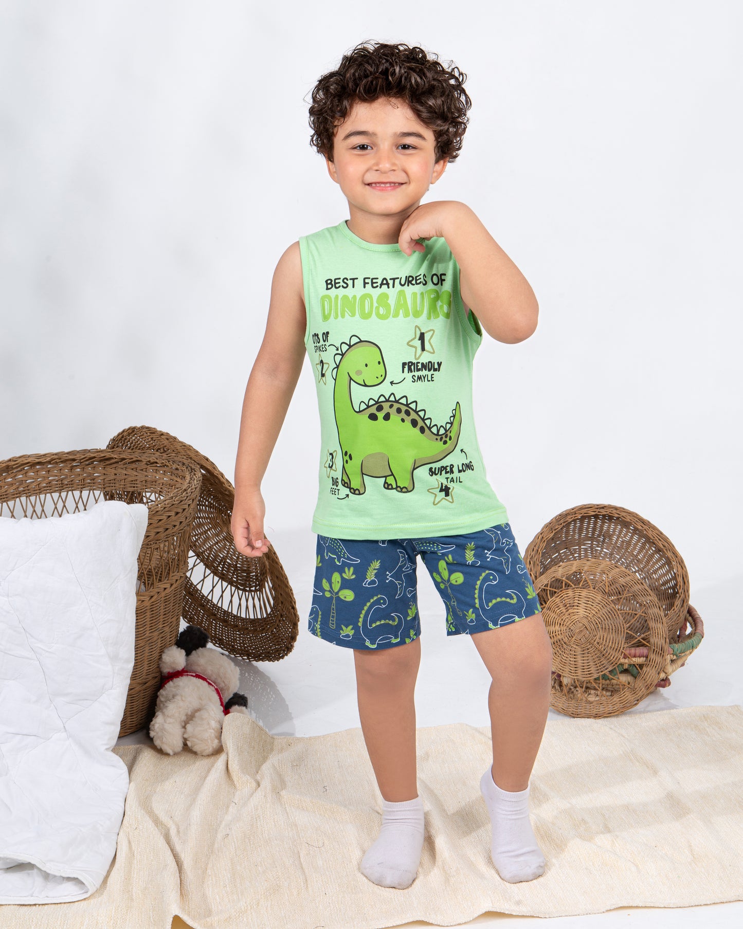 Boys’ Summer Pajama – Sleeveless – Dino – 10856