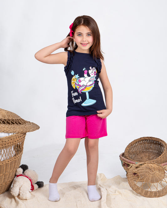 Girls’ Summer Pajama – Sleeveless – Unicorn – 10856