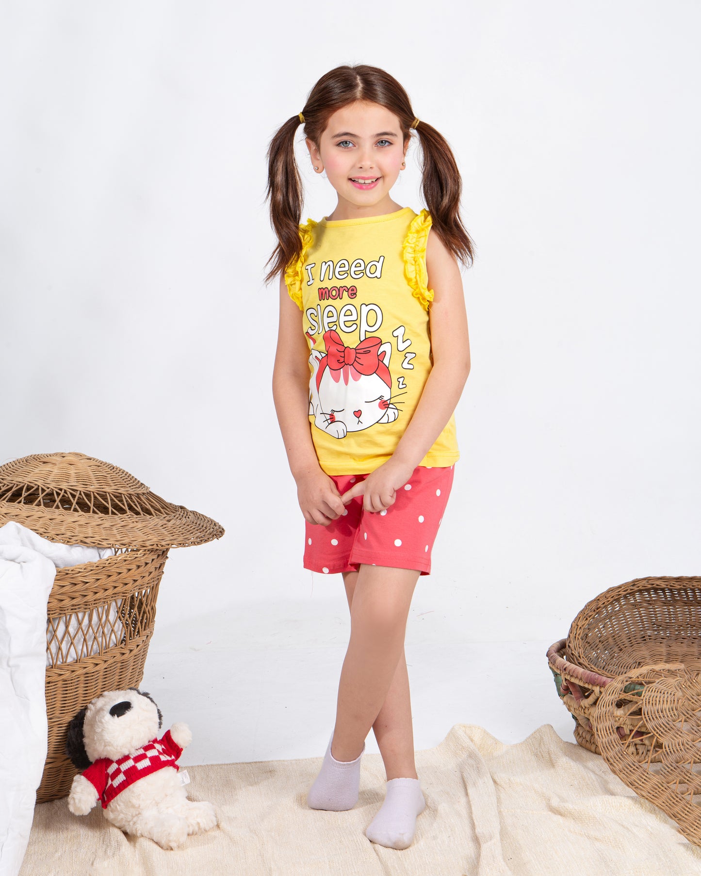 Girls’ Summer Pajama – Sleeveless – Kitten – 10856