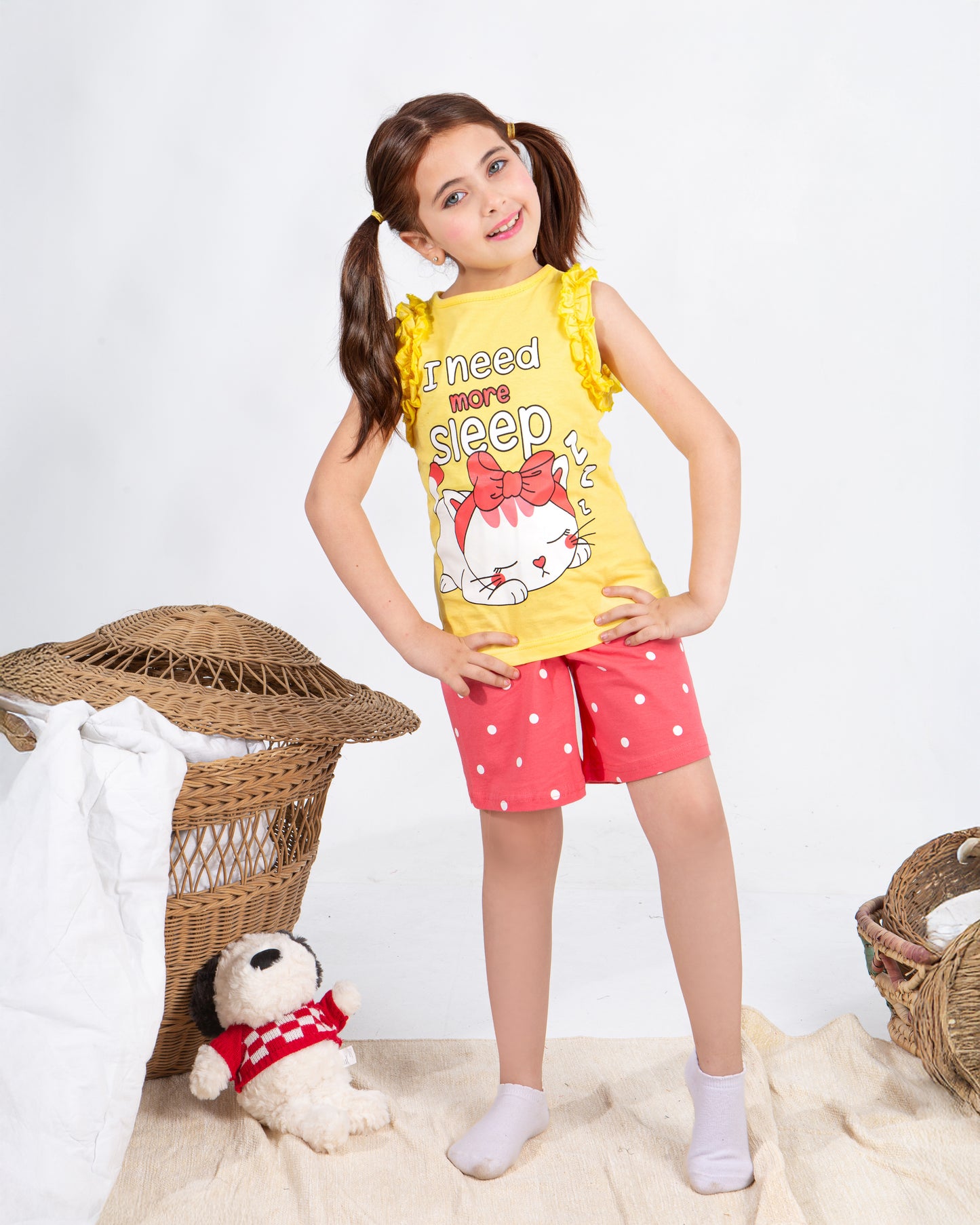 Girls’ Summer Pajama – Sleeveless – Kitten – 10856
