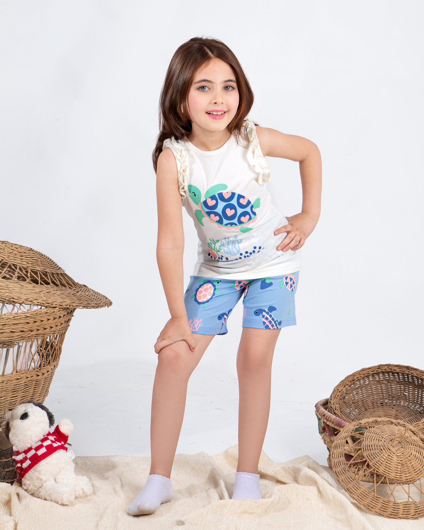 Girls’ Summer Pajama – Sleeveless – Turtle – 10856