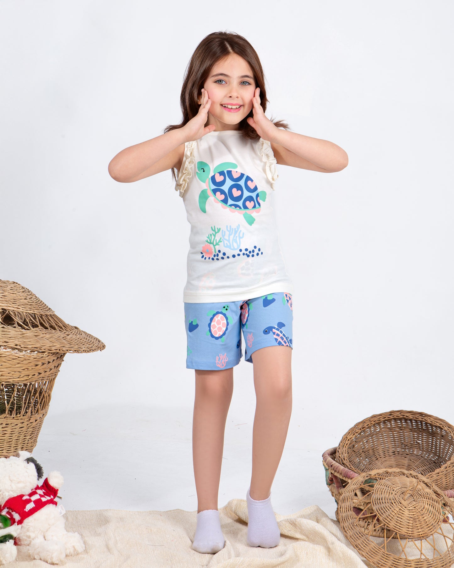 Girls’ Summer Pajama – Sleeveless – Turtle – 10856
