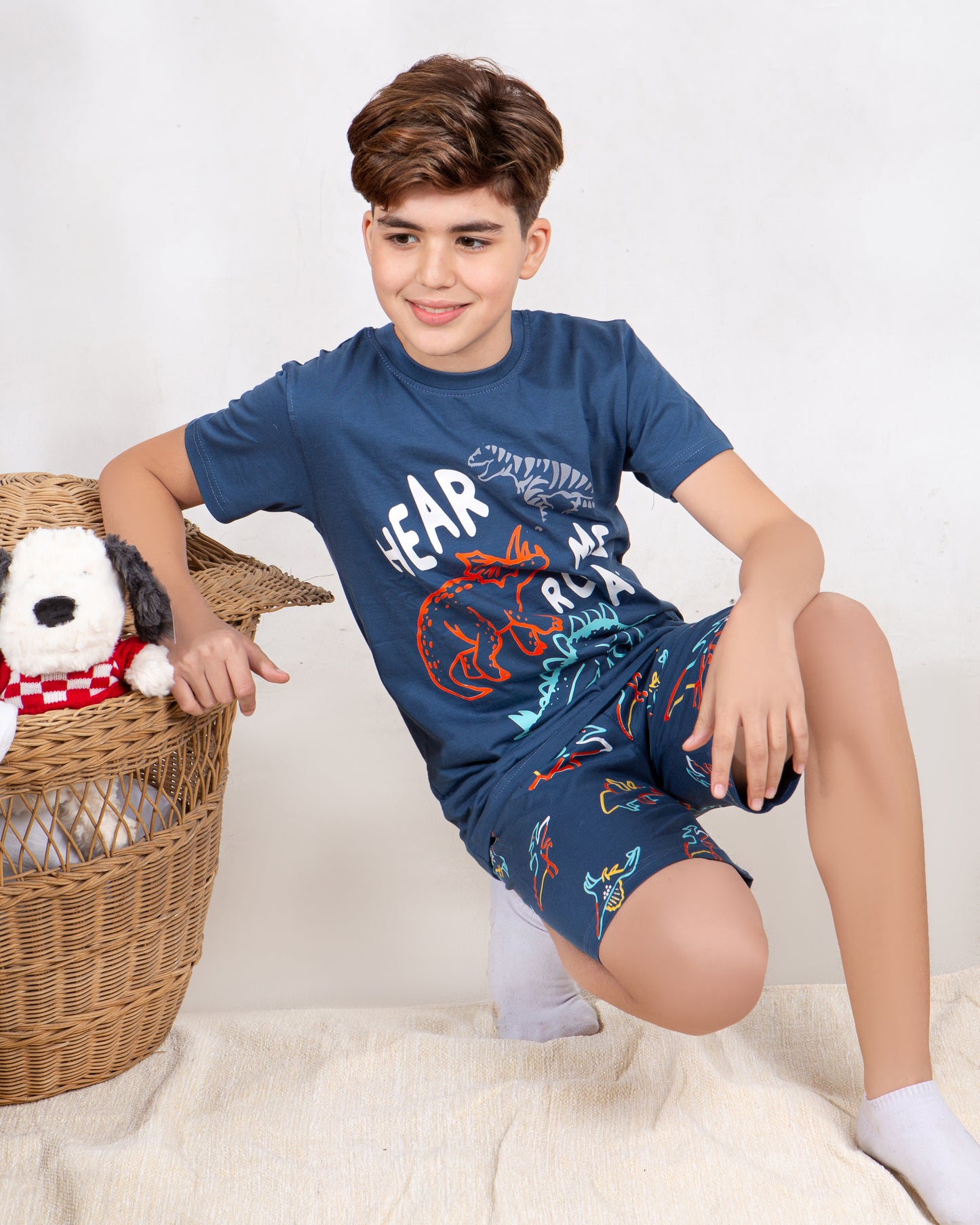 Boys’ Summer Pajama – Navy ROAR – Shorts and Tee – 10851