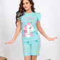 Girls’ Summer Pajama – Unique Unicorn – Shorts and Ruffle Tee – 10851