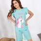Girls’ Summer Pajama – Unique Unicorn – Shorts and Ruffle Tee – 10851