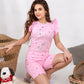 Girls’ Summer Pajama – Cashmere Bambi – Shorts and Ruffle Tee – 10851