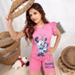 Girls’ Summer Pajama – Pink Minnie Mouse – Shorts and Ruffle Tee – 10851