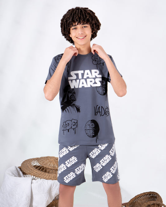 Boys’ Summer Cotton Pajama – Gray Star Wars – 10855