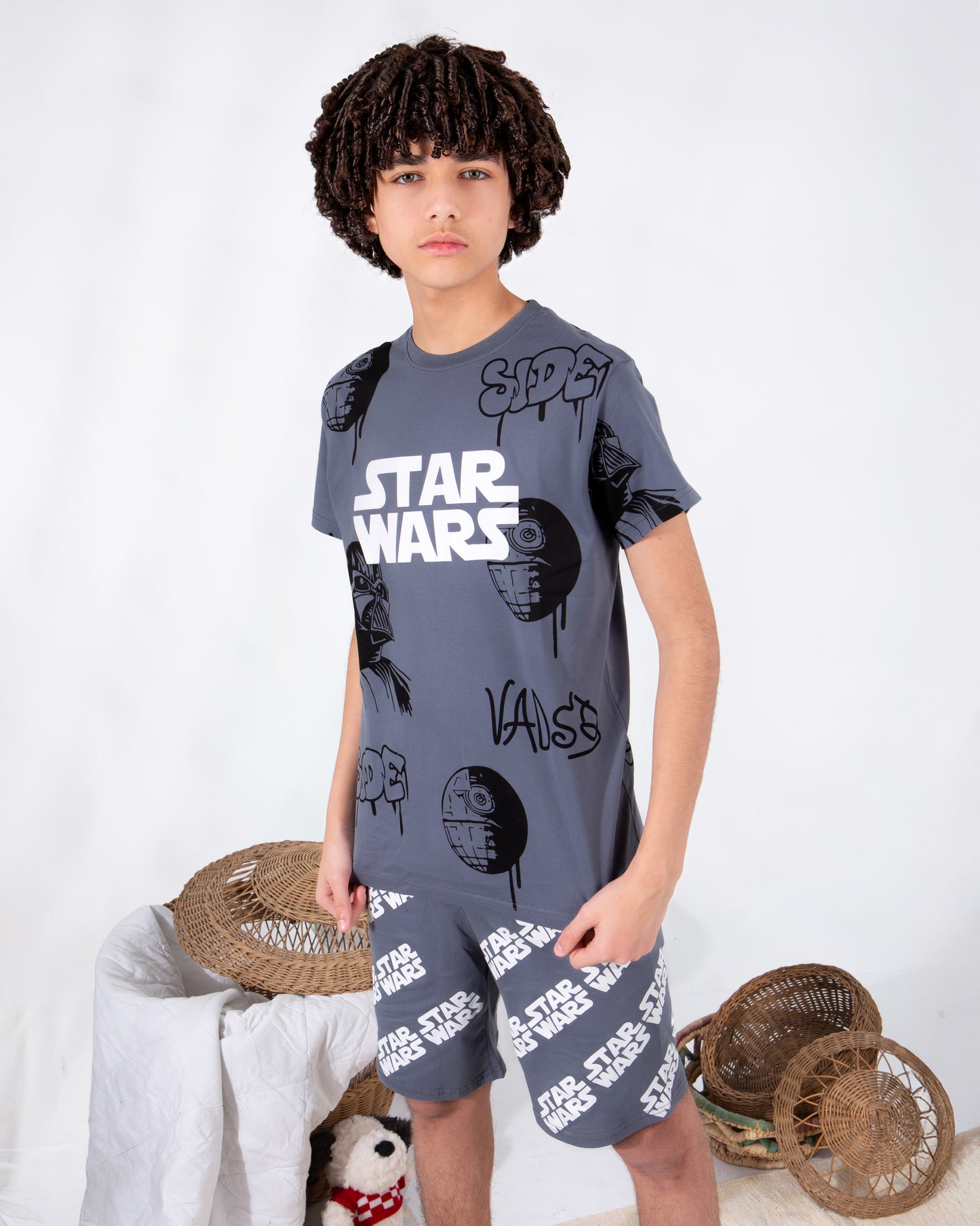Boys’ Summer Cotton Pajama – Gray Star Wars – 10855