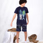 Boys’ Summer Cotton Pajama – Navy Surf Shark – 10855