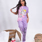 Girls’ Summer Cotton Pajama – Tee and Pants – Pink Purple Bunny – 10852