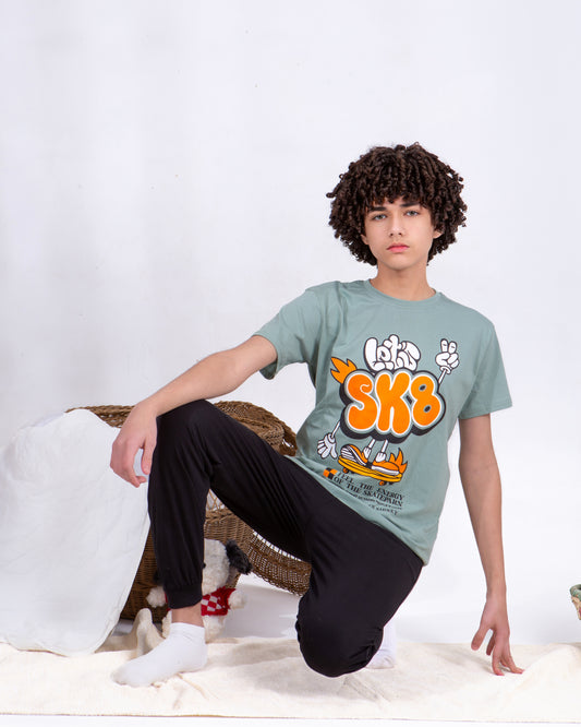 Boys’ Summer Cotton Pajama – Tee and Pants – SK8 – 10852