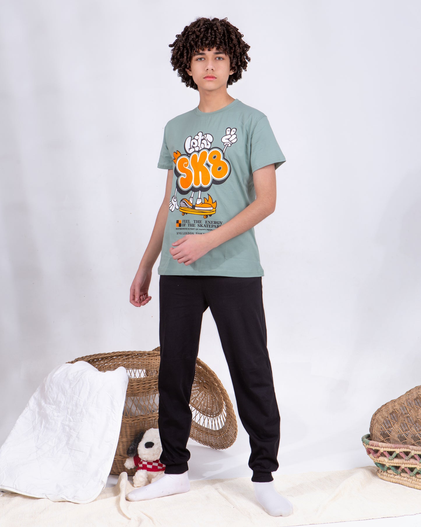 Boys’ Summer Cotton Pajama – Tee and Pants – SK8 – 10852