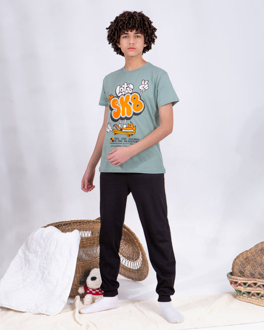 Boys’ Summer Cotton Pajama – Tee and Pants – SK8 – 10852