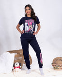 Girls’ Summer Cotton Pajama – Tee and Pants – Navy Minnie Mouse – 10852