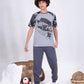 Boys’ Summer Cotton Pajama – Tee and Pants – Gray Camo – 10852
