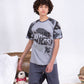 Boys’ Summer Cotton Pajama – Tee and Pants – Gray Camo – 10852