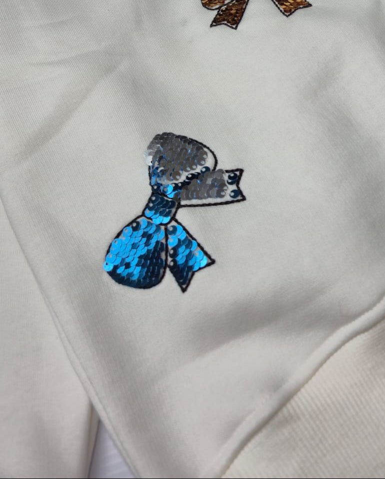 Girls’ Sweatshirt & Pants Winter Set – Flip Sequin Bows  – 10848