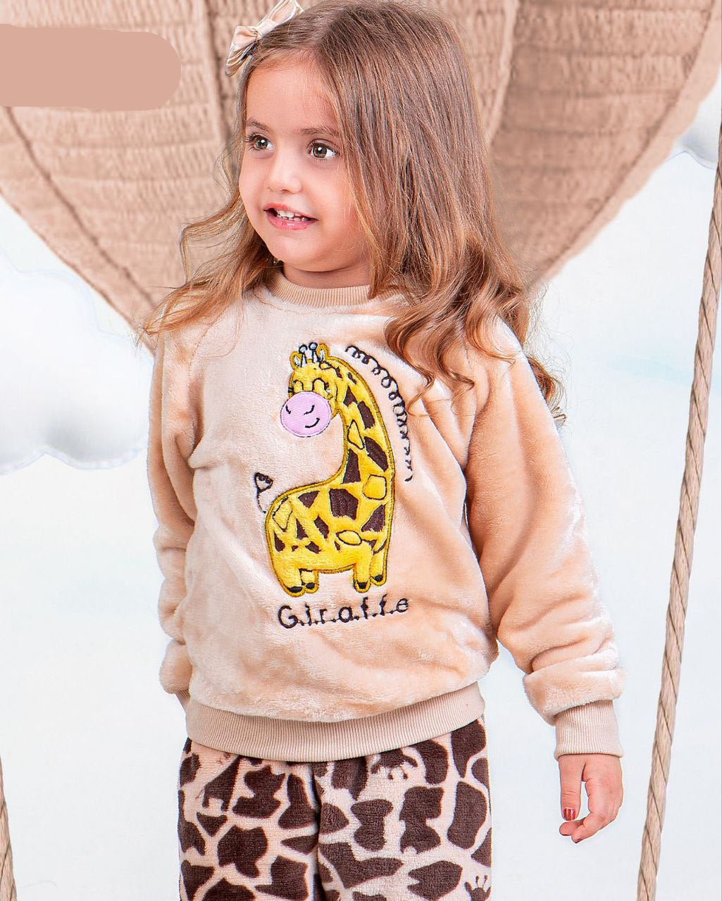 Girls’ Giraffe Embroidered Polar Pajama – 10733