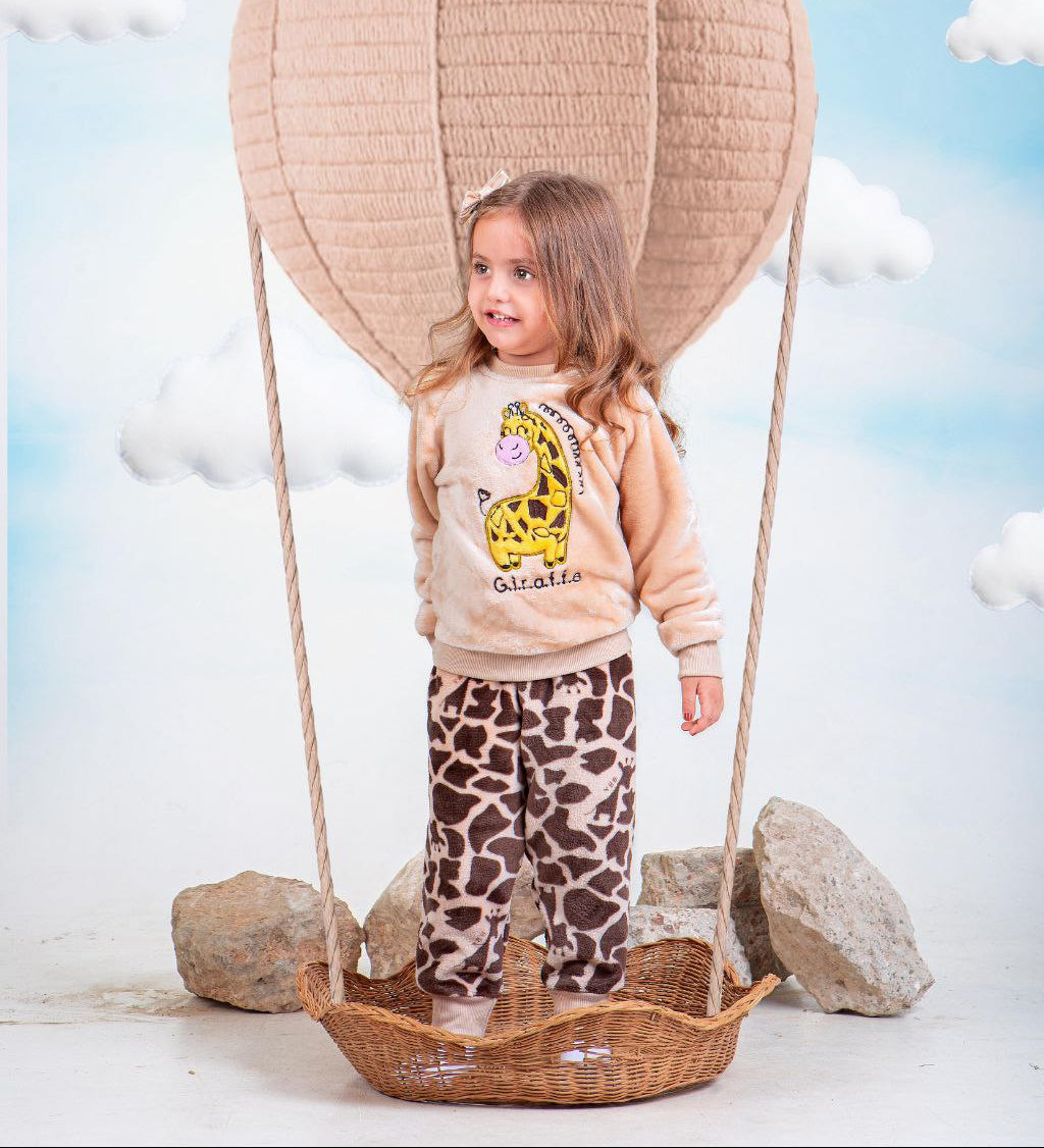 Girls’ Giraffe Embroidered Polar Pajama – 10733