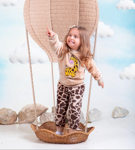 Girls’ Giraffe Embroidered Polar Pajama – 10733