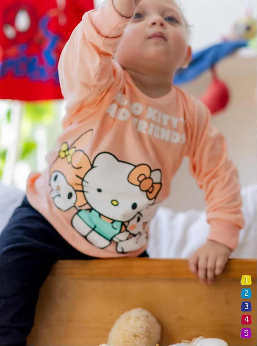 Girls’ Autumn Pjs – Orange Kitty Friends – 10850