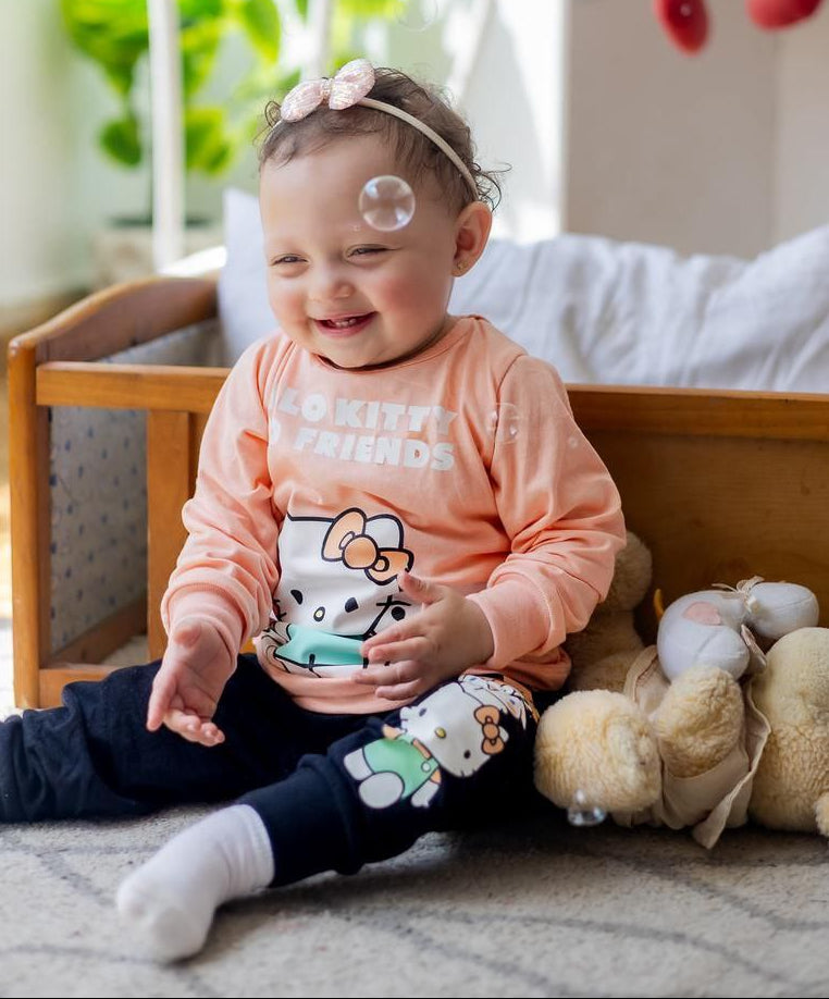 Girls’ Autumn Pjs – Orange Kitty Friends – 10850