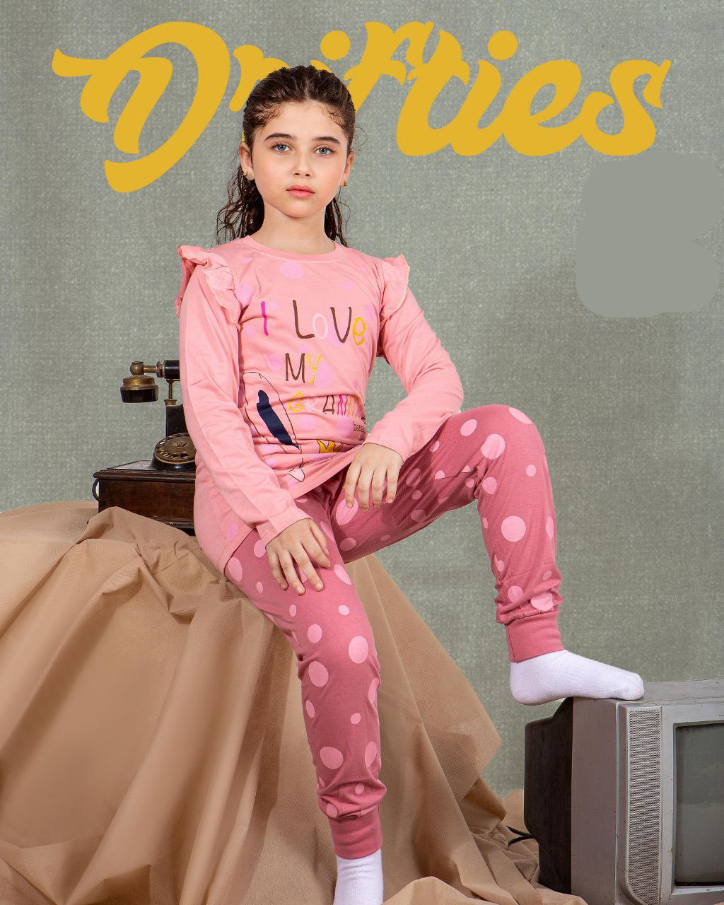 Girls’ I Love My Grandma Bunny Cotton Pajama Set – 10835