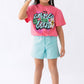 Girls’ T-shirt & Shorts Summer Set – Pink  – 10811 / 10816