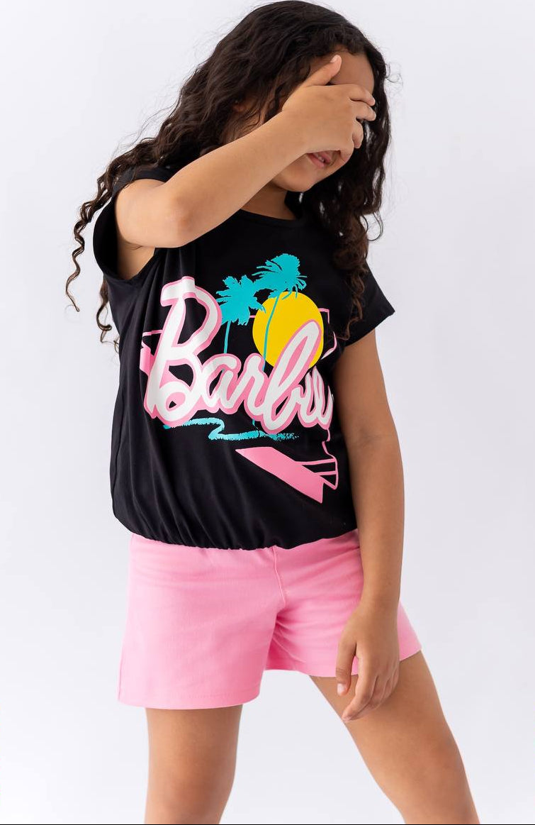 Girls’ T-shirt & Shorts Summer Set – Black Barbie  – 10811 / 10816