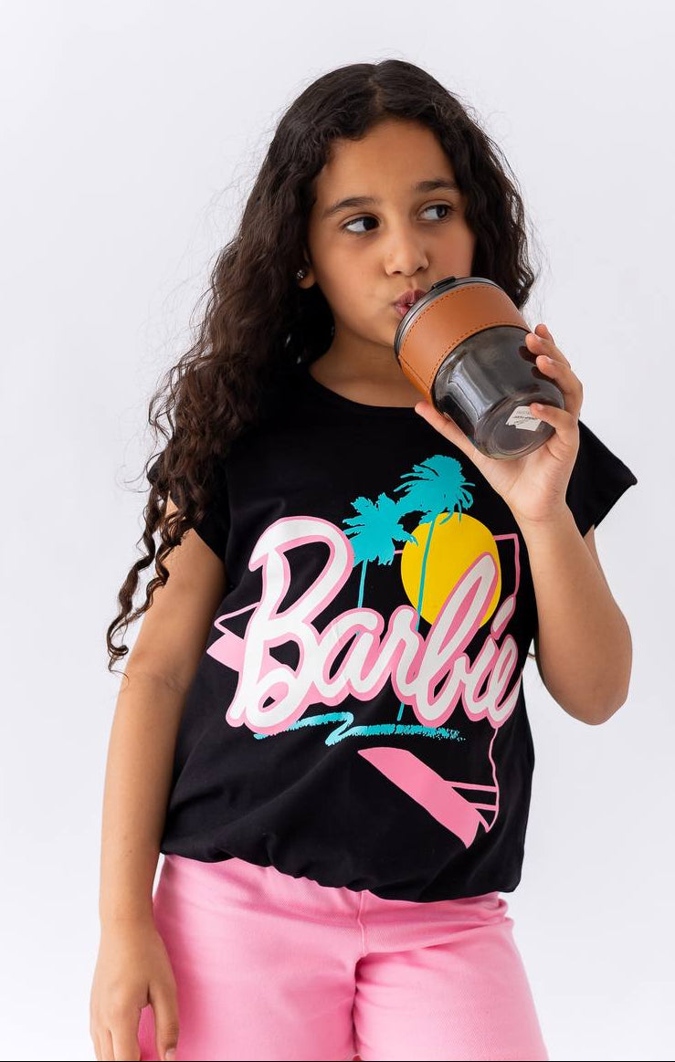 Girls’ T-shirt & Shorts Summer Set – Black Barbie  – 10811 / 10816