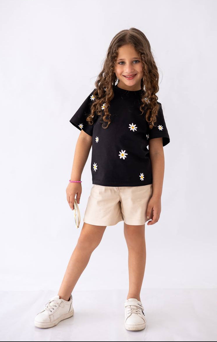 Girls’ T-shirt & Shorts Summer Set – Black – 10811 / 10816