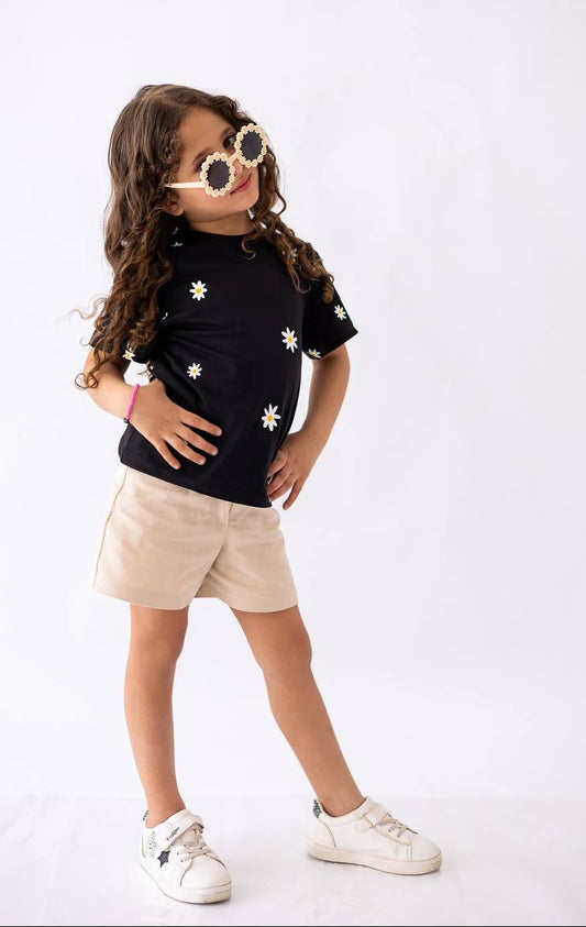 Girls’ T-shirt & Shorts Summer Set – Black – 10811 / 10816