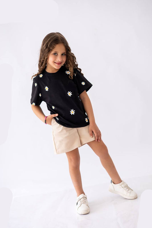 Girls’ T-shirt & Shorts Summer Set – Black – 10811 / 10816