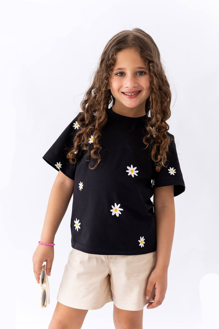 Girls’ T-shirt & Shorts Summer Set – Black – 10811 / 10816