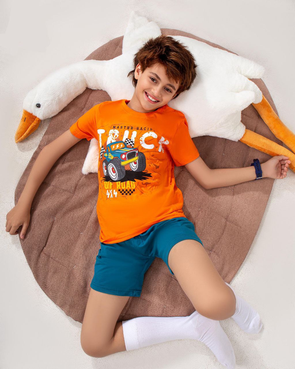 Boys’ Summer Pajama – Orange – Shorts and Tee – 10809
