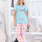 Women’s Cotton Pajama Set – Sky Blue with “Lovely” Print – Code 551