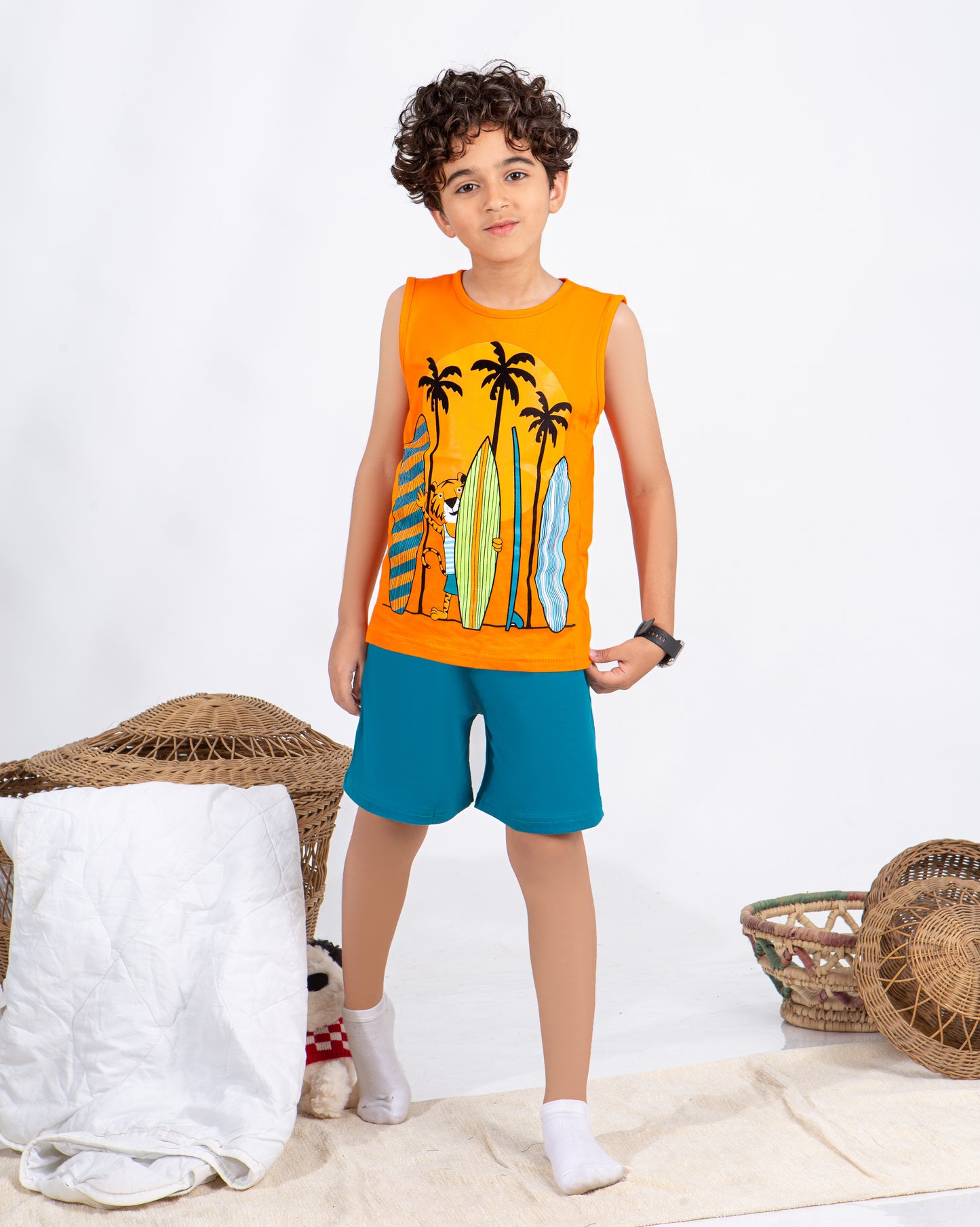 Boys’ Summer Pajama – Sleeveless – Tiger – 10857